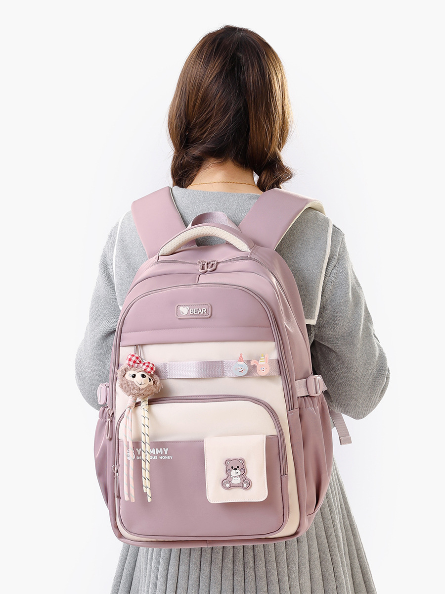 Nueva mochila de hombro transfronteriza para niñas de escuela primaria y secundaria, mochila de estilo universitario de gran capacidad, simple y ligera, de alto valor.