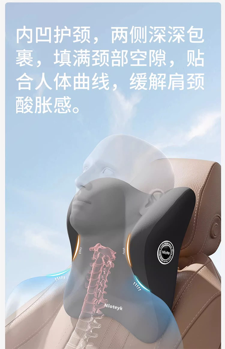 Car Headrest Memory Foam Neck Pillow Lumbar Support Driver's Seat Lumbar Cushion Lumbar Support Car Cervical Pillow Comfortable Support