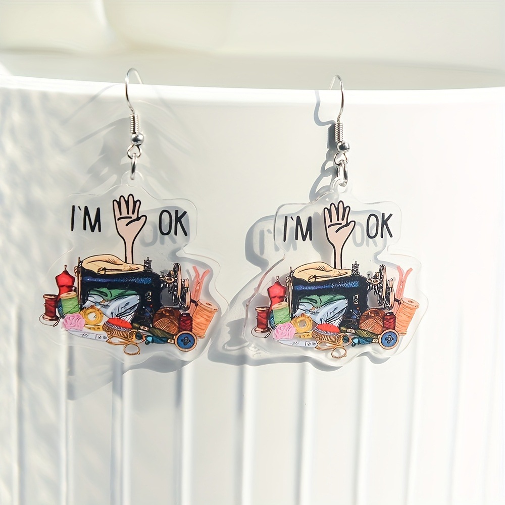 Retro acrylic design earrings stainless steel