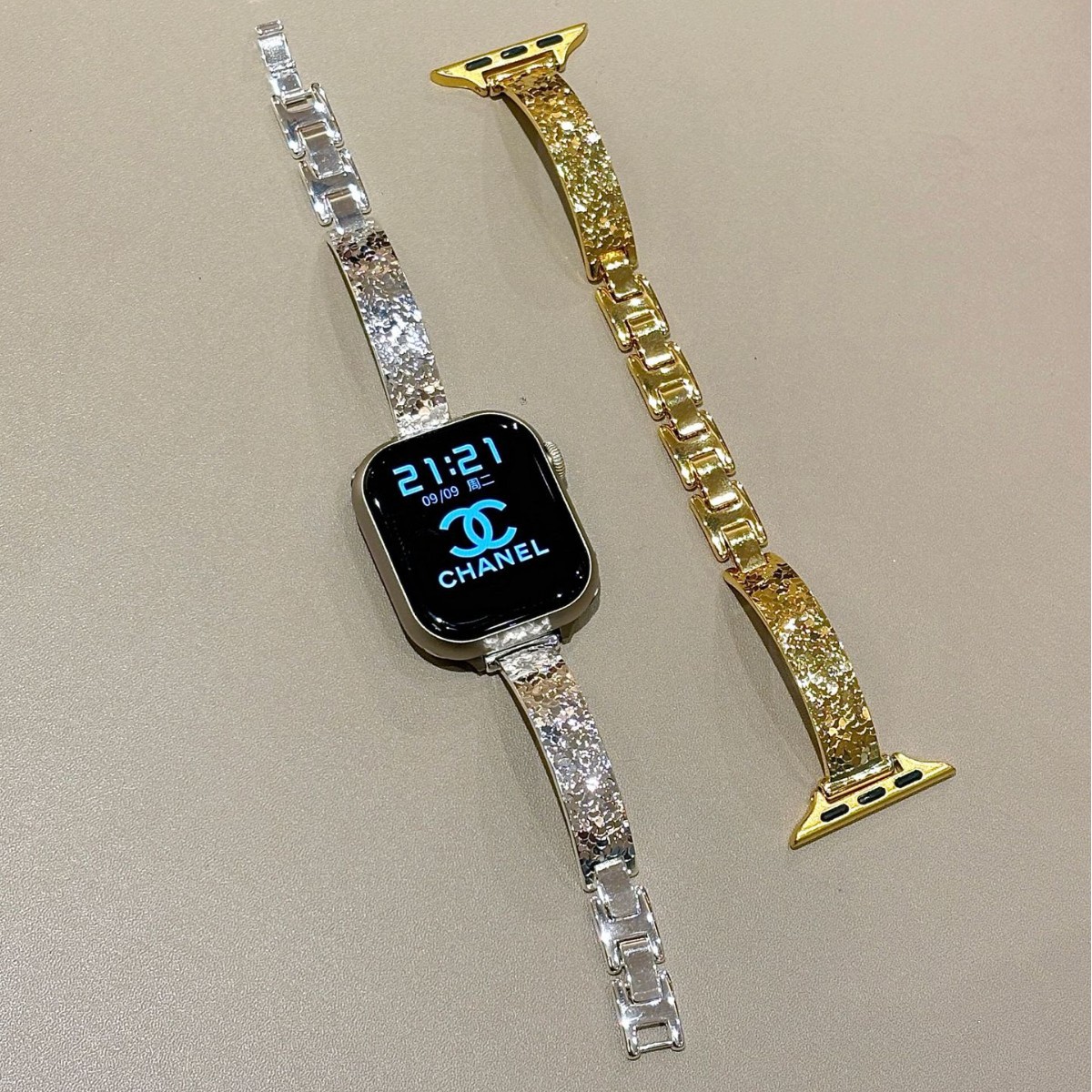 Crushed Ice Bracelet Strap Suitable for Apple Watch Strap S10 Generation Apple Female Iwatch9876 Metal Se