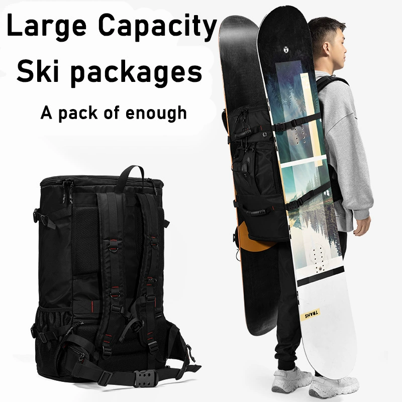Capacious ski boots, helmet, fluorescence off-road waterproof bag, backpack