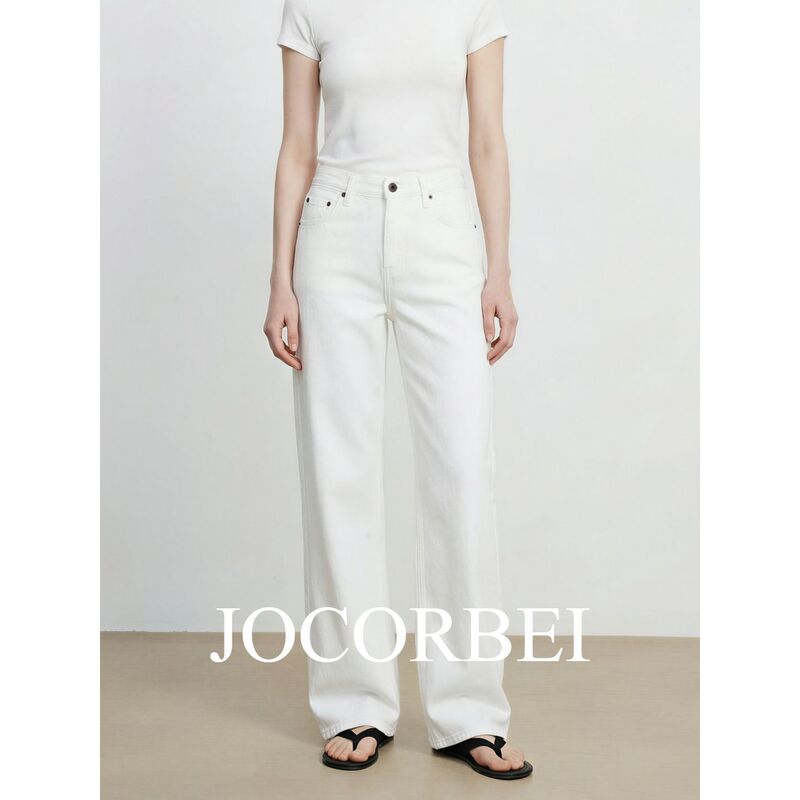 Jocorbei【White Soft Pants】Straight-Leg Jeans for Women 2026 Spring/Summer New Slimming Wide-Leg Pants