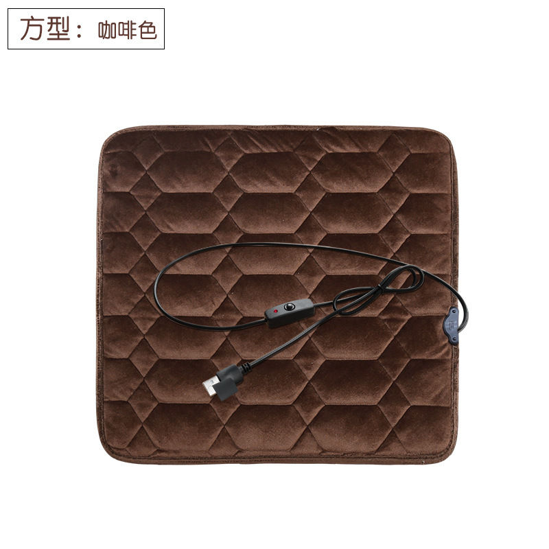 Qìchē Car Heated Seat Cushion Winter Plush Non-slip 5V USB (Seat cushion, seat cover) - brown