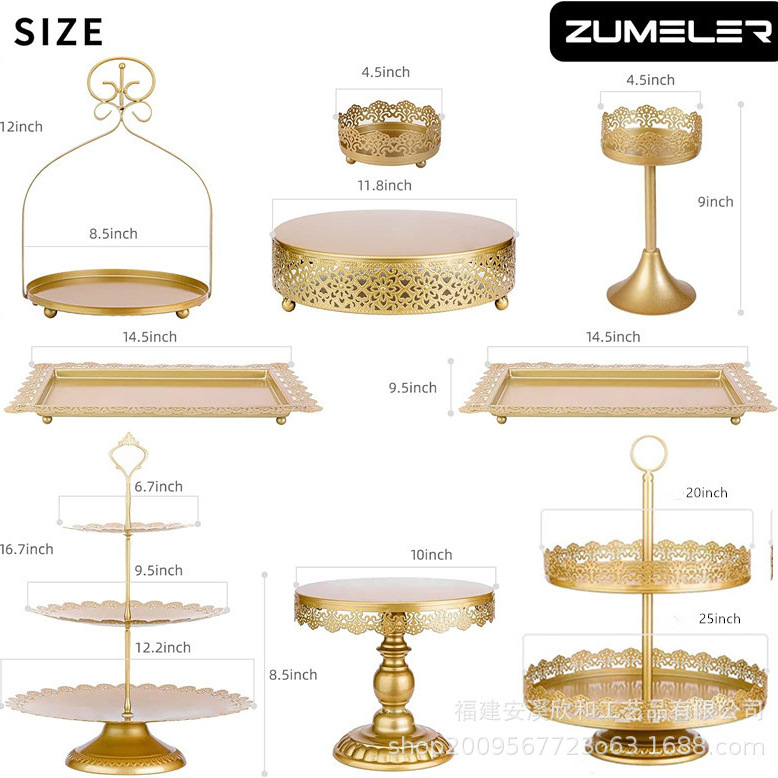 Creativo estilo europeo oro hueco estante de pastel de boda props mesa de postres decoración de postres tienda de postres refrigerio combinación de estante de pastel