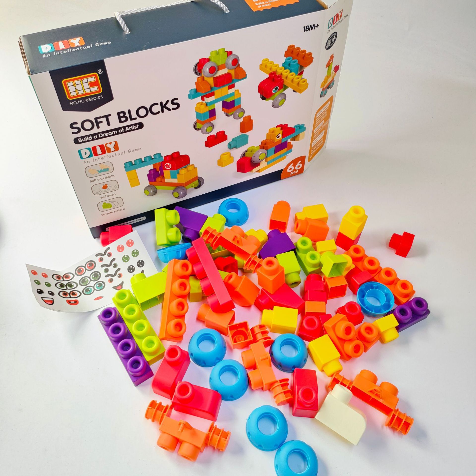 Factory Direct Sales of Kidsren's Medium-Grained Soft Rubber Building Blocks DIY Assembly and Construction Educational Baby Toys for 3-6 Years Old Wholesale