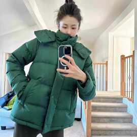 LULU同款五格羽绒服女冬季新款连帽可拆卸90白鸭绒短款面包服外套
