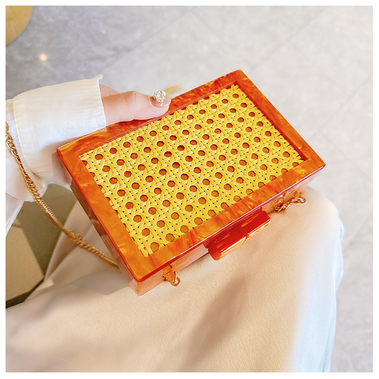 New fashionable green wicker acrylic bag for cross-border foreign trade women, evening bag, single-shoulder crossbody banquet clutch undefined