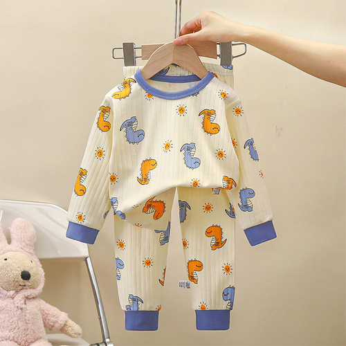 Children's cotton underwear set spring new boy autumn clothes autumn pants baby pajamas girl home clothes children's clothing
