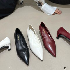 欧洲站女鞋25秋冬经典软哑光胎牛皮尖头舒适款细中跟光版工作单鞋
