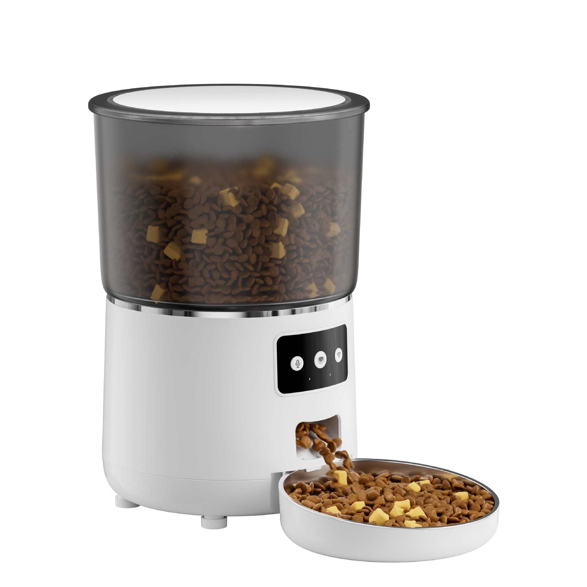 Alimentador inteligente para mascotas WIFI, fuente de alimentación dual, negativa a cortar alimentos, tazón para gatos de gran capacidad 4L, tazón para mascotas de acero inoxidable para el hogar