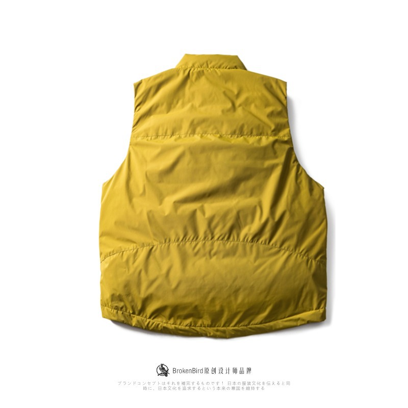 Japanese style stand-up collar workwear vest, men's winter warm vest, couple jacket