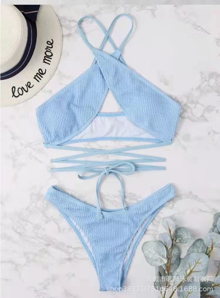 Mingyi europeo y americano nuevo multi-color ola tela sexy bikini cruz dividida traje de baño moda mujer traje de baño