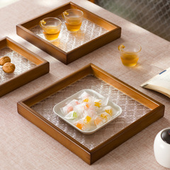 Bamboo Plate Hotel Breakfast Tray Home Use Rectangle Tea Set Water Cup Tea Plate Restaurant Living Room Fruit Tray