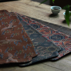 30 colors 48*23 double-sided Xiangyun silk fabric retro silk tea mat tea pad tea ceremony cloth mat scene table flag placemat 