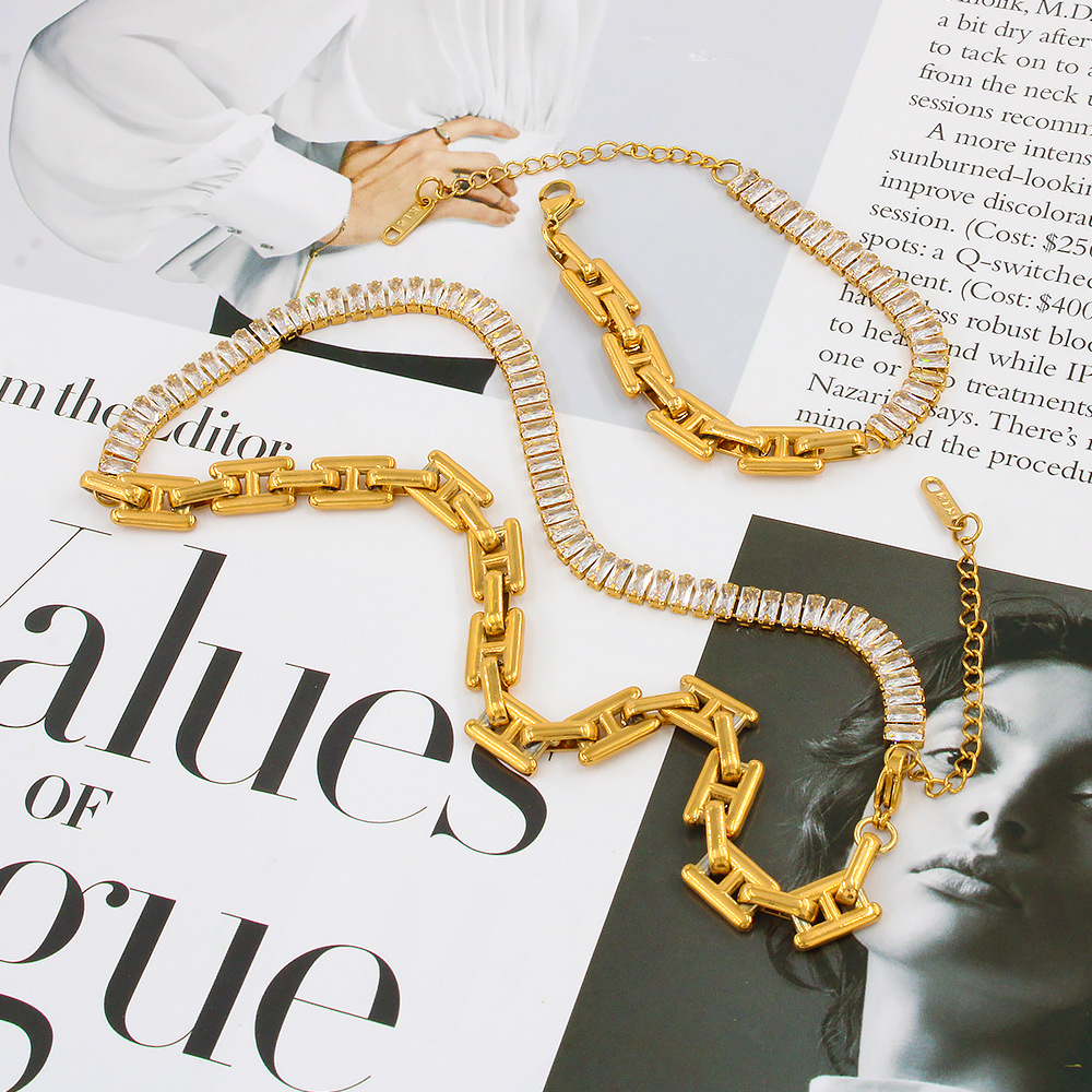 Retro Geometric Titanium Steel Plating Bracelets Necklace