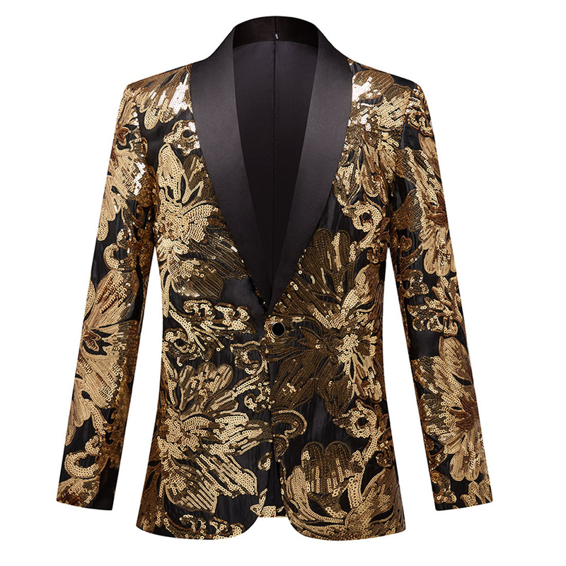 Specially Designed for Cross-Border British Slim-Fit Gold Fancy Sequin Blazer American Version Casual Suit Trendy Men