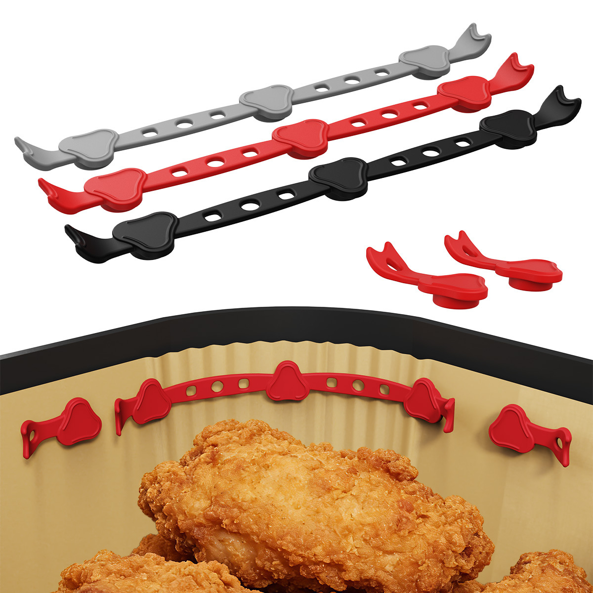 Sınır ötesi mıknatıs klipsi sabit iç parşömen kağıdı kaplı hava fritöz pedi gıda sınıfı yüksek sıcaklığa dayanıklı silikon mıknatıs tokası taşınabilir