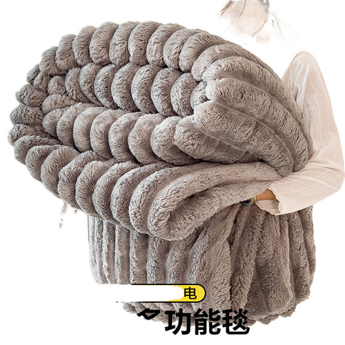 Cross-border foreign trade imitation rabbit fur plush blanket shawl blanket napkin blanket cover blanket all seasons thick striped cut flower fur