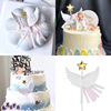 Birthday cake 插 stereo angel star ribbon wings party baking decorative year -old dessert plug -in