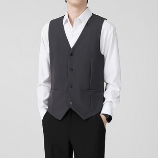 Professional Back-Adjustable Slim Suit Vest Jacket High-End Spring and Autumn Short Hotel Business Work Clothes for Men
