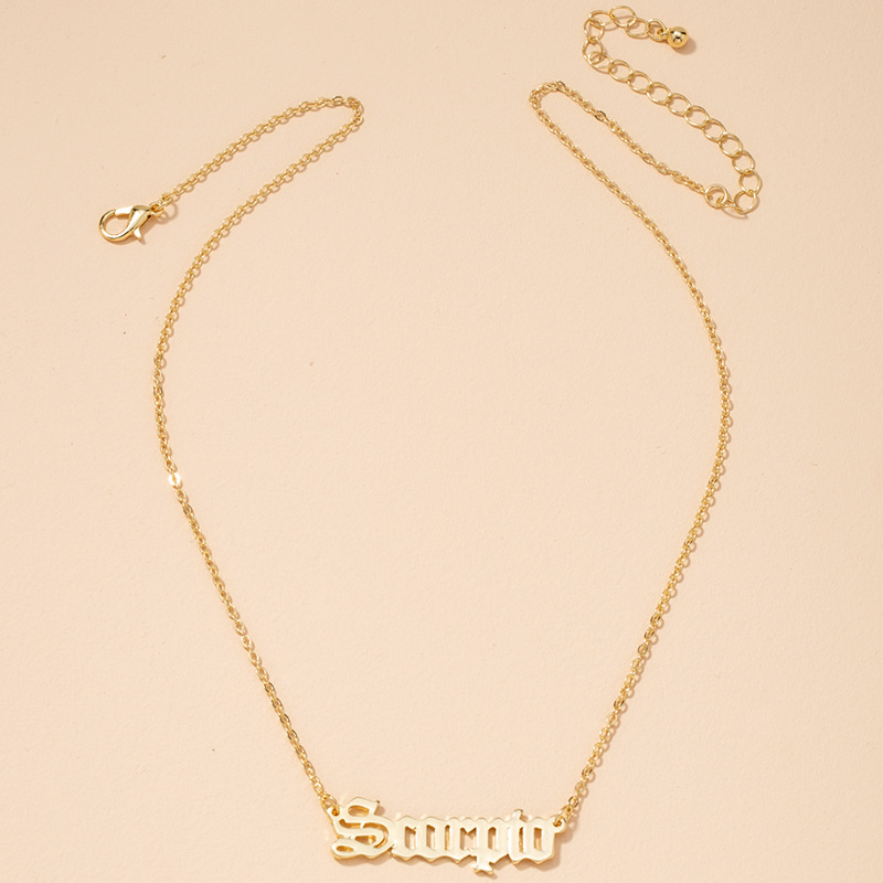 Simple Collar Con Colgante De Letra De Doce Constelaciones display picture 4