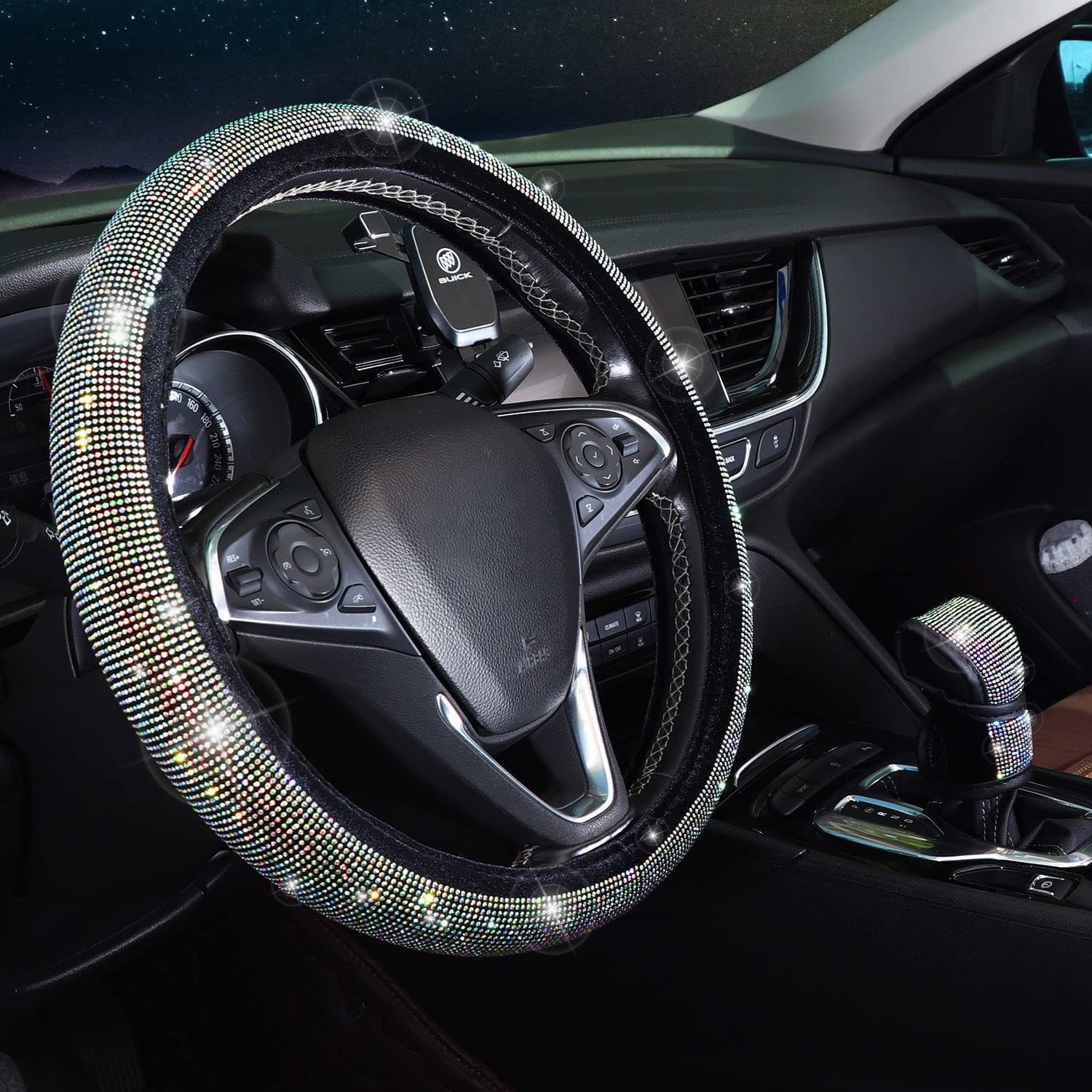 Car Steering Wheel Cover Diamond Style New Model Universal for All Seasons Seatbelt Cover Multi-Piece Set Coaster Steering Wheel Protective Cover