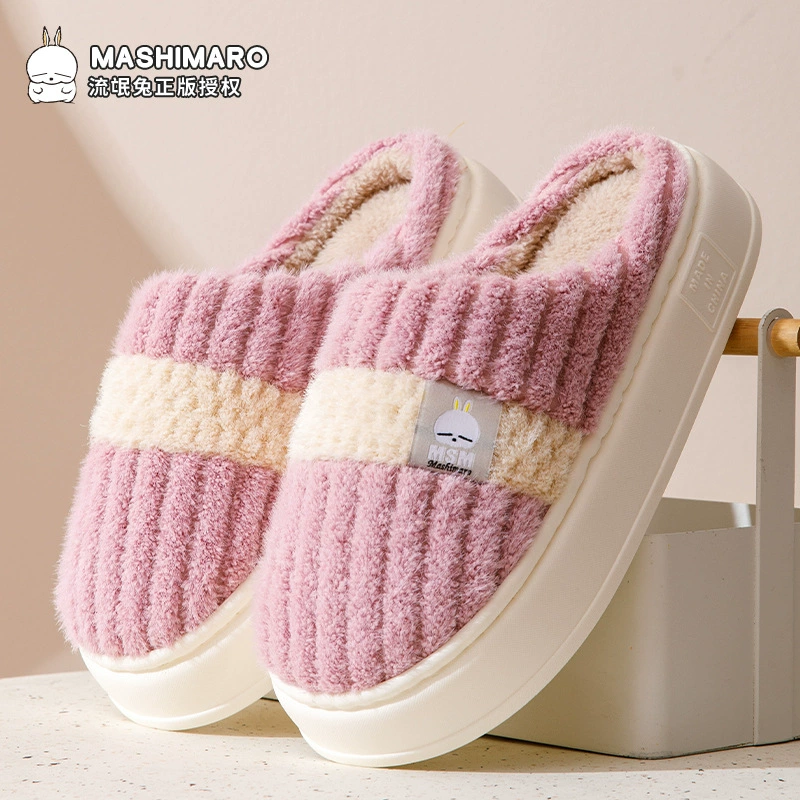 Хулиганские кролики хлопчатобумажные тапочки женский зимний дом теплый плюшевый