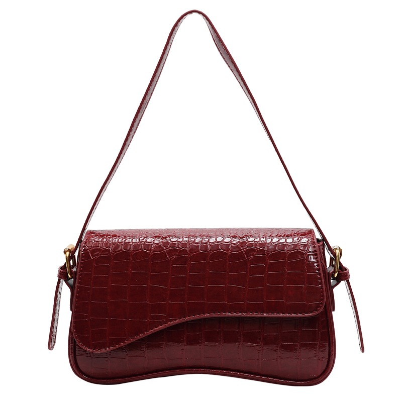 2024 nuevo estilo PU de color sólido moda personalidad diaria patrón de piedra simple bolso de hombro bolso de axila con hebilla de metal