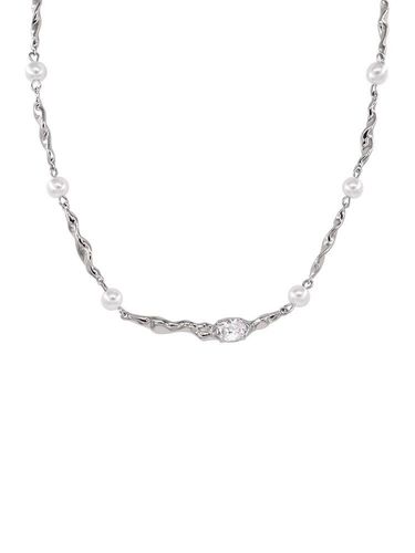 Honey Peach Tea Pure Desire Hot Girl Pearl Zirconia Clavicle Chain Necklace for Girls High-end Minimalist Choker