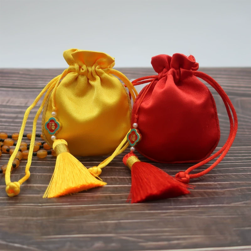 В наличии оптом 7X9 маленькая парчовая сумка древний стиль кошелек с кисточками сумка для ювелирных изделий нефритовая подвеска для хранения ювелирных изделий маленькая сумка