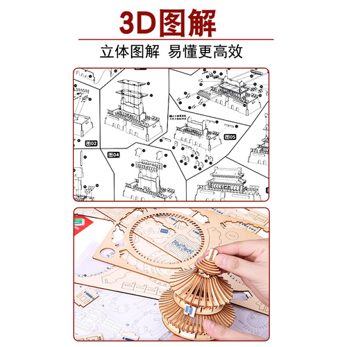 3D stereoscopic puzzle children's intelligence toy assembly toy Tiananmen Building model National Day red boat warship Great Wall