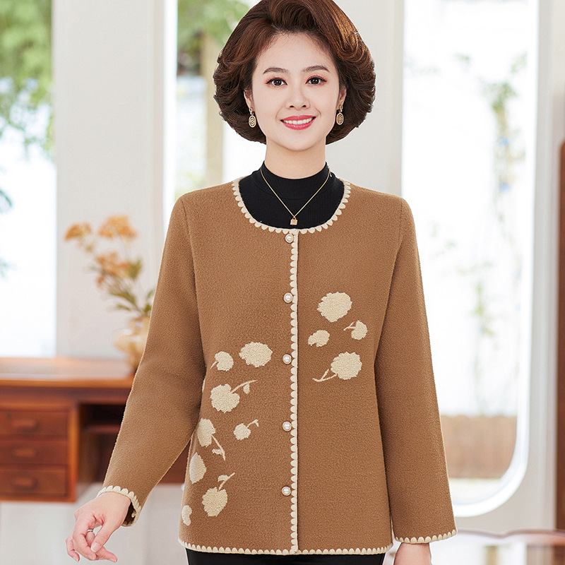 D7319 1090K ÁO KHOÁC NỮ TONTDI ÁO LEN MÙA XUÂN THU ĐÔNG TRUNG NIÊN HỌA TIẾT HOA THỜI TRANG NỮ G03 SẢN PHẨM MỚI
