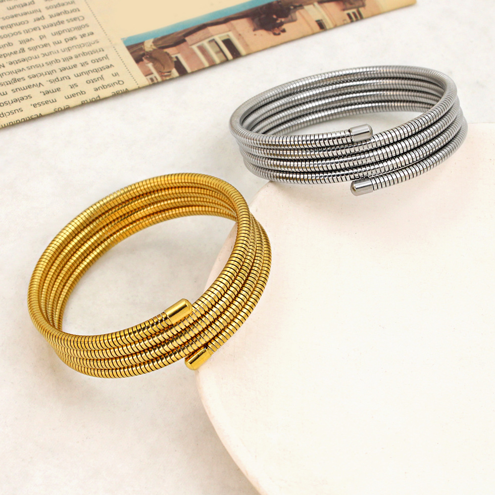 21g Weight PVD Coated Gold Plating Process 18K Gold, Real Gold Plated Plating Material 304 Stainless Steel Pendant Material Bangle Classification 304 Stainless Steel Chain Material 1 Piece Quantity Holiday, Daily Occasion 304 Stainless Steel Material Round Pattern Women's Gender Simple Style Style Waterproof Non Tarnish, Plating Craft PVD Coated 18K Gold Real Gold Plated Round 304 Stainless Steel Simple Style Waterproof Non Tarnish 304 Stainless Steel Bangle 12