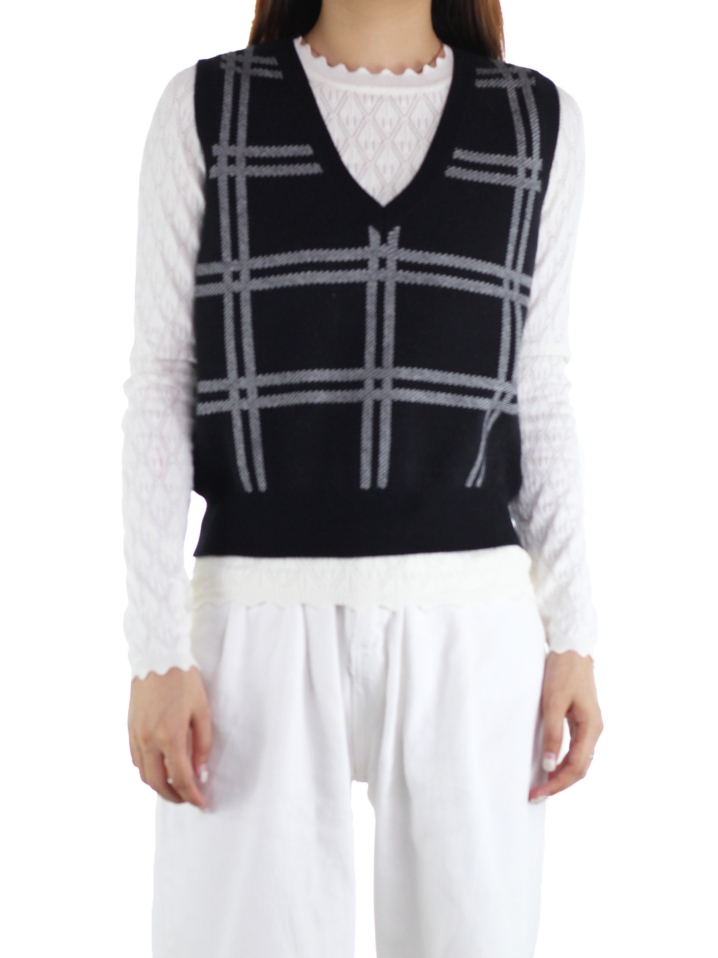 Spot Europa y los Estados Unidos nueva ropa de mujer suéter retro chaleco suéter de punto de cuello V chaleco de punto otoño invierno image 3