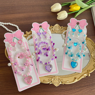 High-grade children's necklace bracelet ring earrings jewelry suit little girl gem exquisite beaded jewelry wholesale