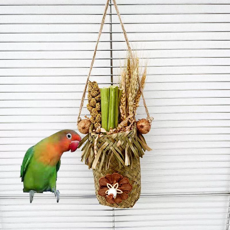 Новая игрушка для птиц, попугай, натуральная соломинка, сумка для поиска пищи, клетка для птиц, облегчение скуки, интерактивные жевательные принадлежности, оптовая продажа, в наличии