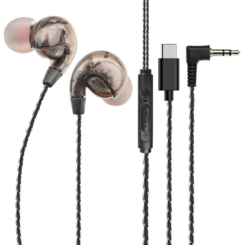 In-ear wired transparent headphones, universal, high aesthetic value, with microphone for voice calls, small wired headphones wholesale