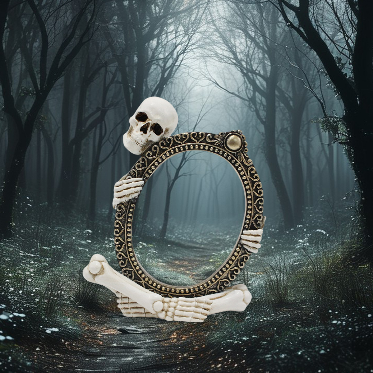  New Product Frame Skull Ghost Festival Horror Dark Atmosphere Ornaments Resin Halloween Ghost Head Gift Ready Stock Batch