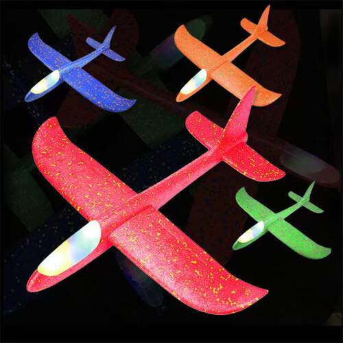 Large 48cm Glowing Light Hand Throw Foam Glider Aircraft with Looping and Stunt Child Model Toy Airplane