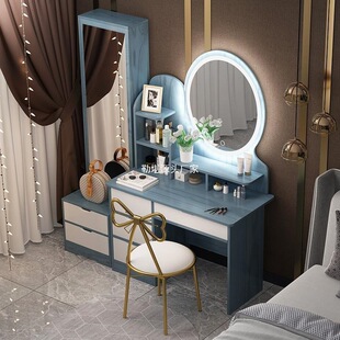 Modern Minimalist Small Apartment Trendy Ins-Style Light Luxury Dressing Table with Storage Cabinet Integrated Bedroom Makeup Desk