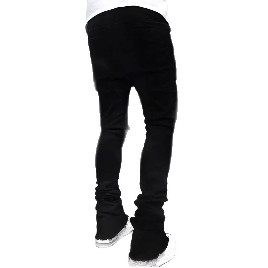 Men's Clothing Comfort Slim Fit Jeans Fleece Lined Thickened High Street Style Slightly Flared Long Pants_mkmklike.com