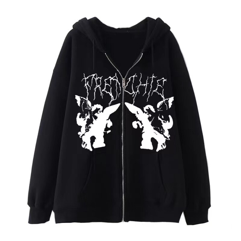 2023 European and American New Hooded Sweater Zipper Cardigan Retro Sweater Men's Street Fashion oversize Couple's Jacket 2023 European and American New Hooded Sweater Zipper Cardigan Retro Sweater Men's Street Fashion oversize Couple's Jacket