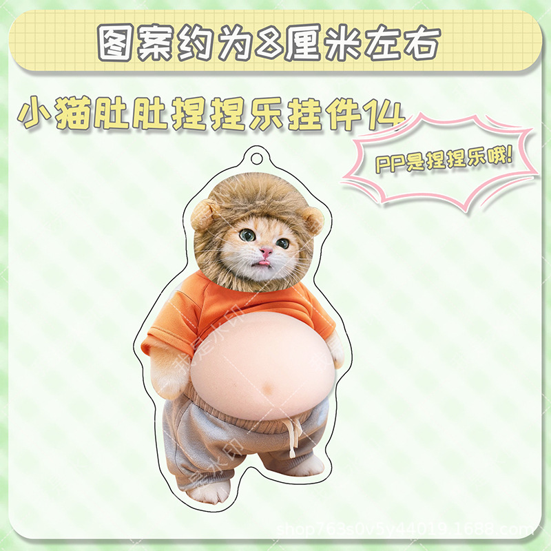 Colgante adorable mascota gatito cachorro acrílico estómago descomprimir pellizco colgante mochila llaveros decoración