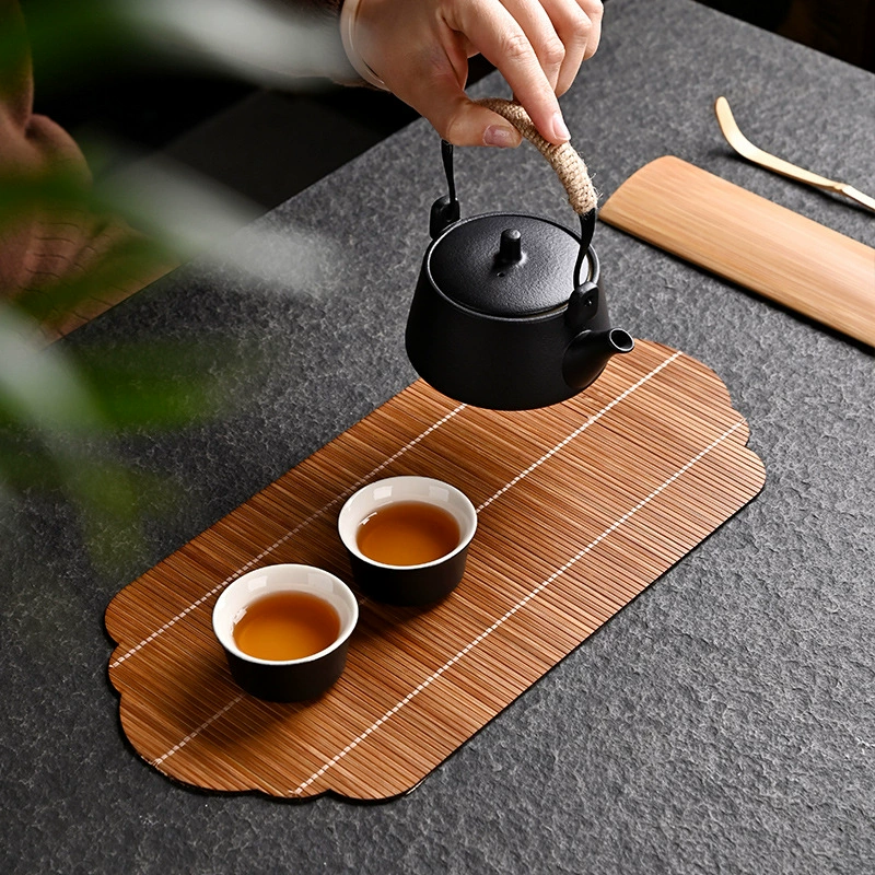 Bamboo tea mat tea mat dry brew mat bamboo weaving tea heat insulation coaster Kung Fu tea set tea ceremony accessories bamboo mat portable