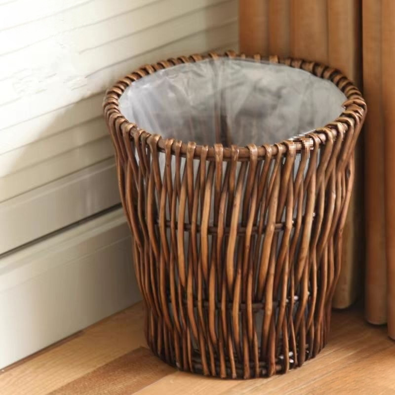 Rattan Trash Can for Home Use, Creative Living Room and Bathroom Wastebasket, Wicker Storage Bin, Bamboo Simple Trash Basket Rattan Trash Can for Home Use, Creative Living Room and Bathroom Wastebasket, Wicker Storage Bin, Bamboo Simple Trash Basket