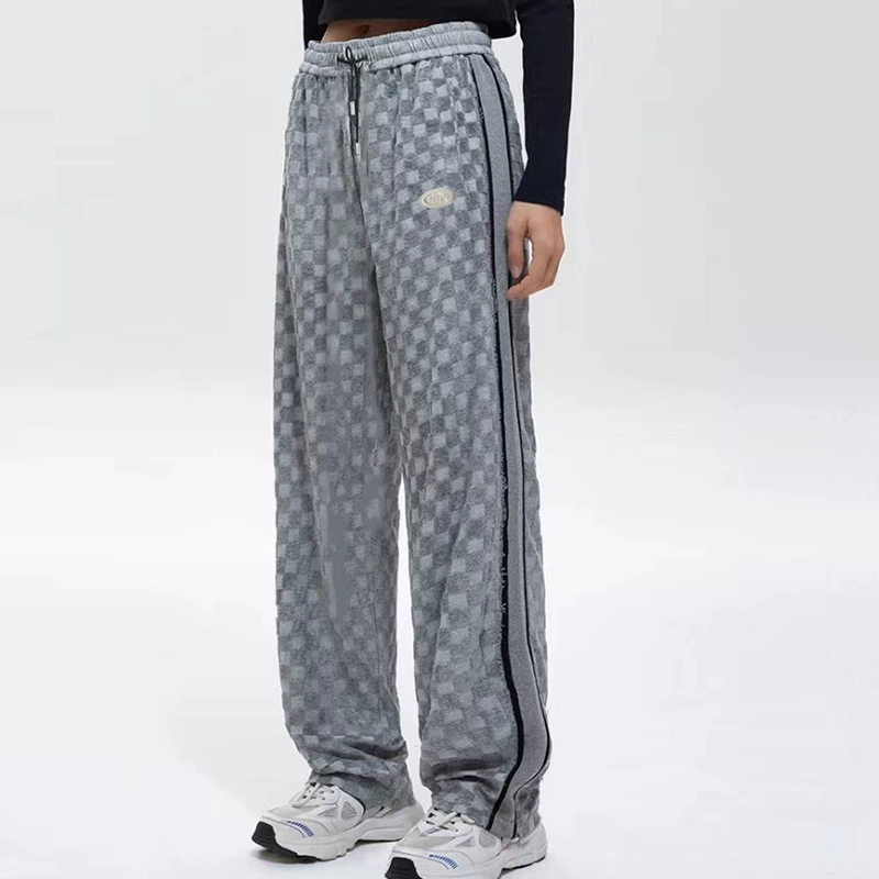 2022 осень-зима новые толстые повседневные брюки женские шахматные жаккардовые прямые брюки для мужчин и женщин