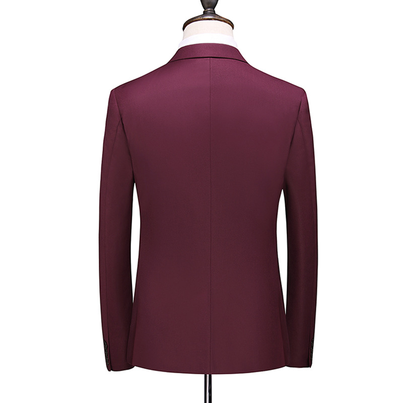Men's Clothing new men's large size suit two piece double breasted solid color suit for men burgundy bracket_voghion.com