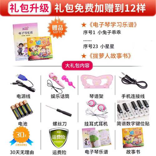 Children's piano toy multi-function electronic keyboard with microphone for beginners girl baby 3 years old and 5 years old birthday gift