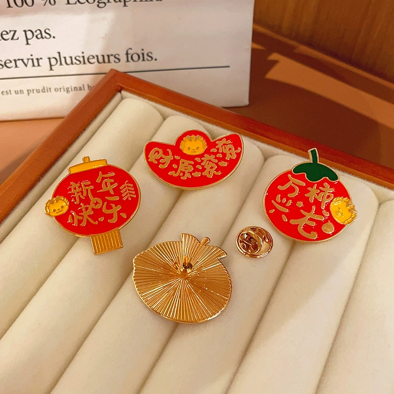 新しい龍年ブローチ赤お祝い中国風金属ピンピン留め具新年大吉イタリアバッジ|undefined