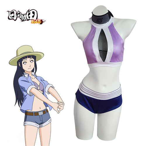 Naruto Cosplay Himawari Himura Swimsuit Costume Beach Bikini Erotic Anime Costume